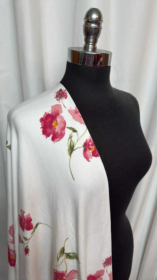 Ivory/Pink Floral - Oakley Sweater Knit - 2 Yard Cut