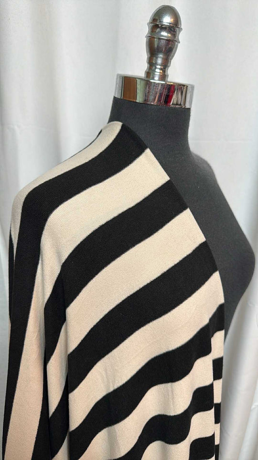 Black/Ivory Stripe - Oakley Sweater Knit - 2 Yard Cut