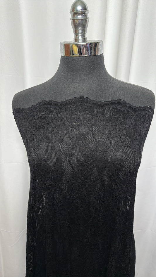 Black Double-Border Scalloped Edge - Stretch Lace - 2 Yard Cut