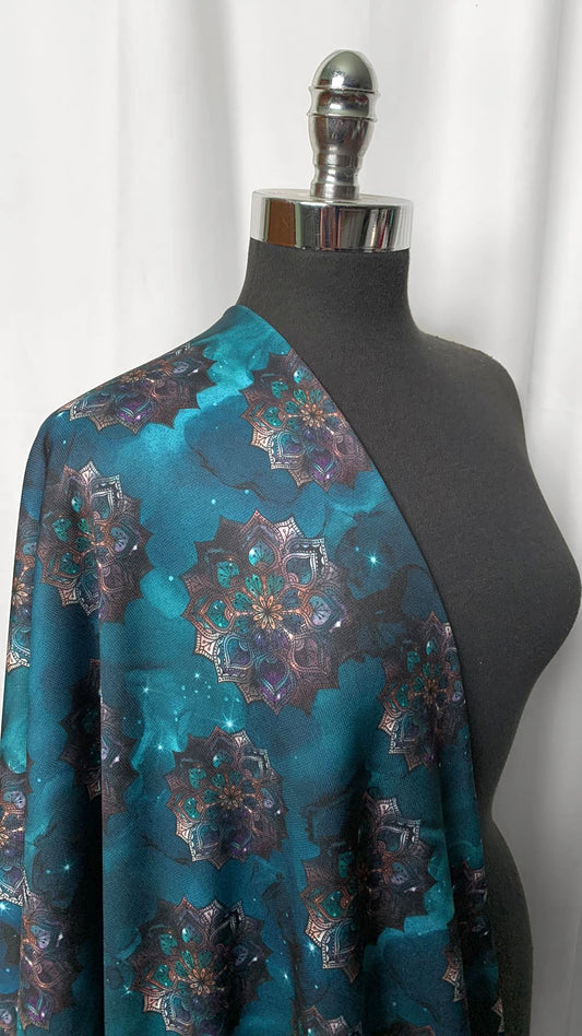 Teal Mandala - Sport Fleece - 2 Yard Cut