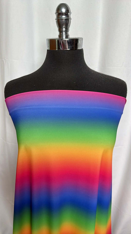 Rainbow Vertical Stripe - Nylon/Spandex Swim - 2 Yard Cut
