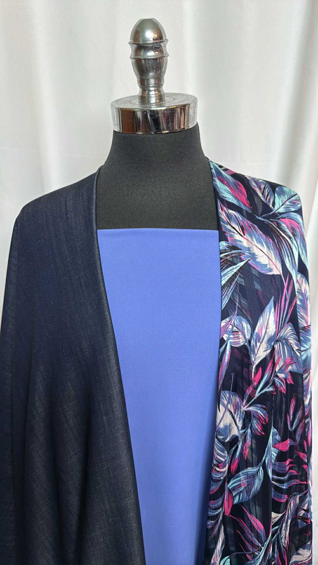 3YD Tencel Denim (No Stretch) & 3YD Satin Stripe Crinkle Chiffon & 3YD Periwinkle Yoga PF : VSG006