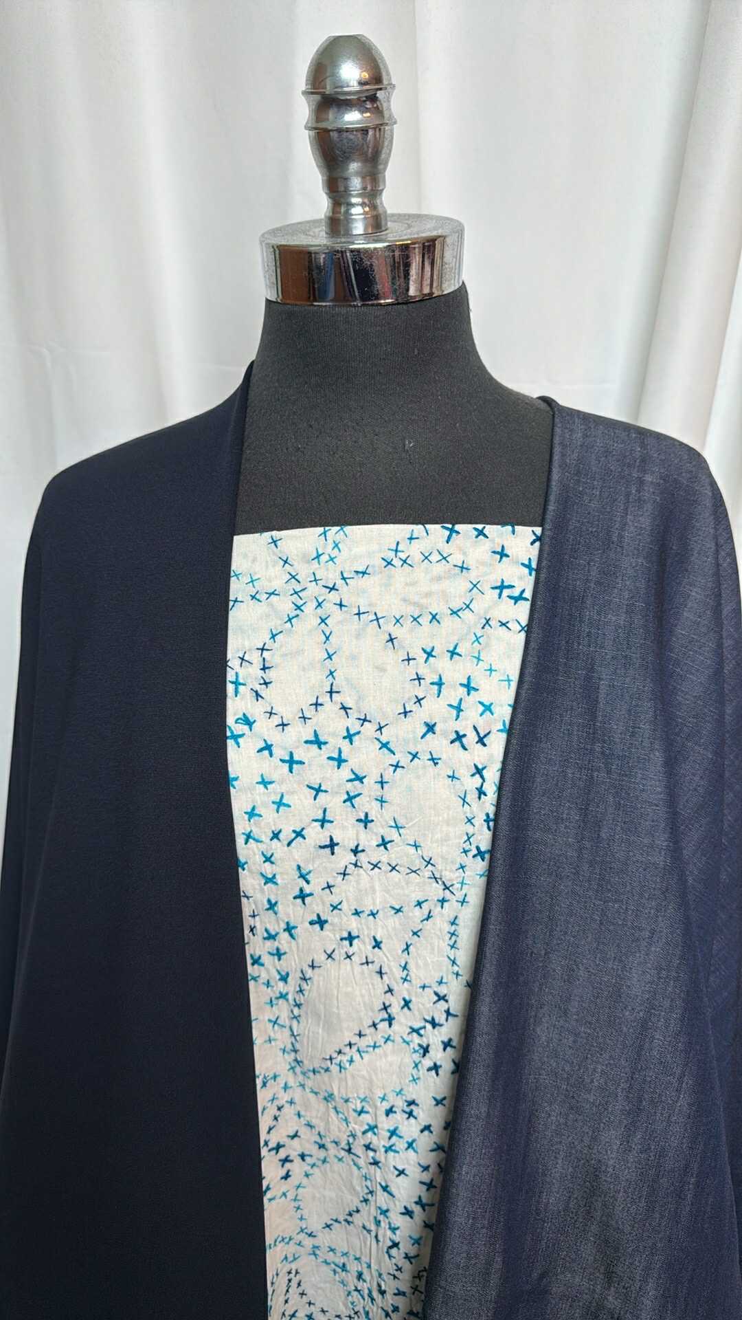 5YD Hand-Embroidered Cotton Woven (36" Wide) & 3YD Tencel Denim & 3YD Navy Nylon Ponte : VSG014