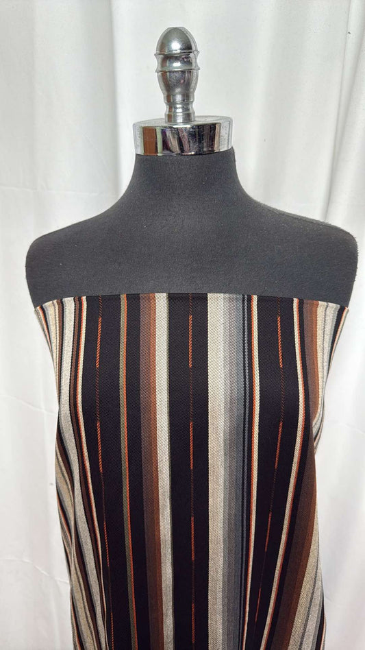 Brown Vertical Stripe - Cotton Woven - 2 Yard Cut