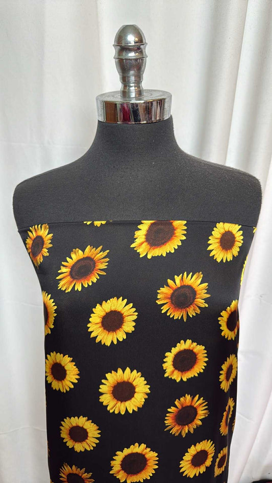 Sunflowers - Poly Satin - 2 Yard Cut