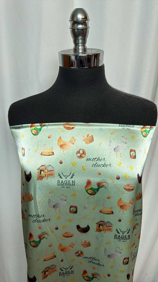 Mother Clucker - Poly Satin - 2 Yard Cut