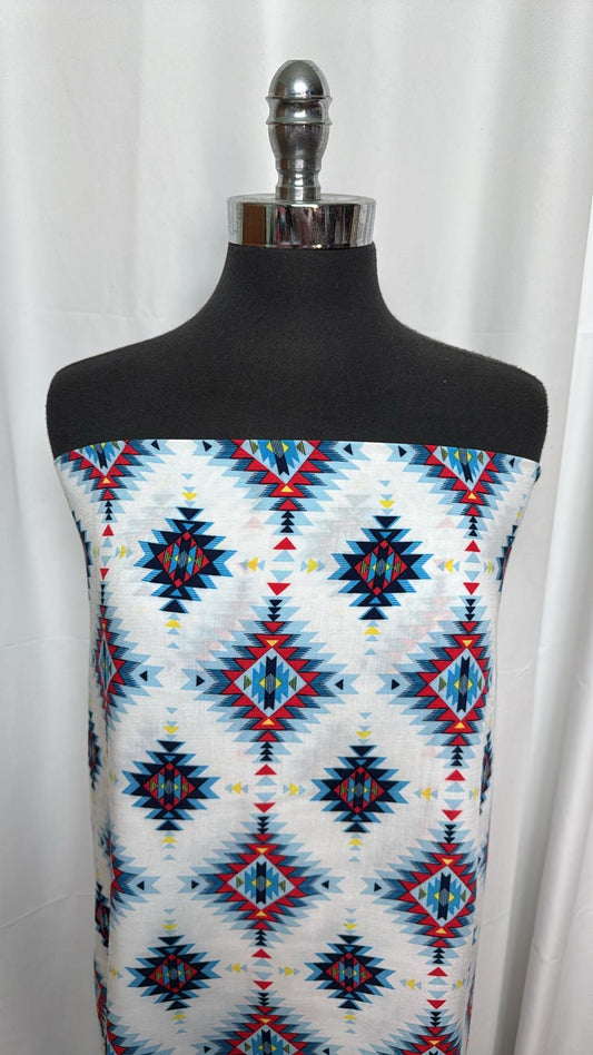 Red, White, Blue Southwest - Rayon Challis - 2 Yard Cut