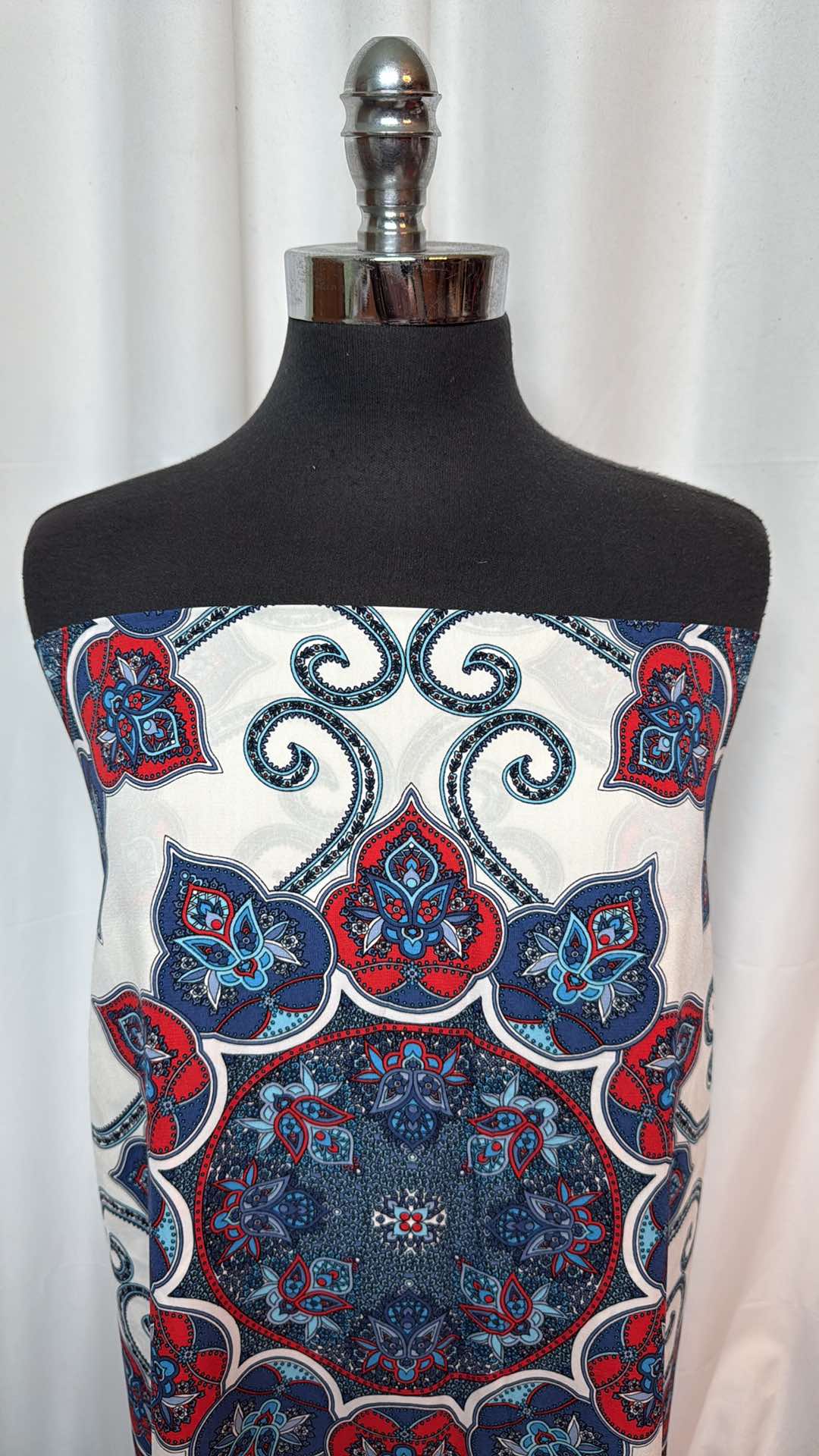 Red/White/Blue Mandala - Poly Wool Dobby - 2 Yard Cut