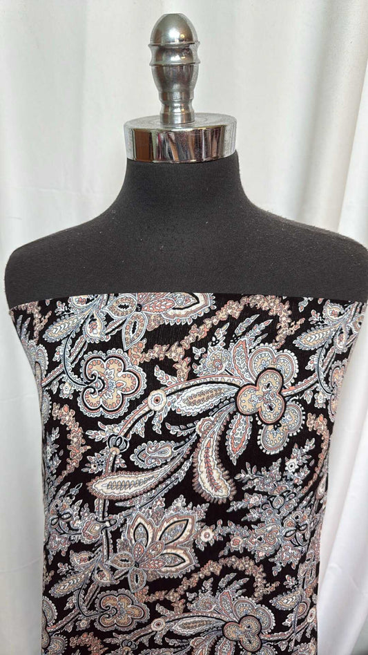 Black Paisley - Rayon Woven - 2 Yard Cut