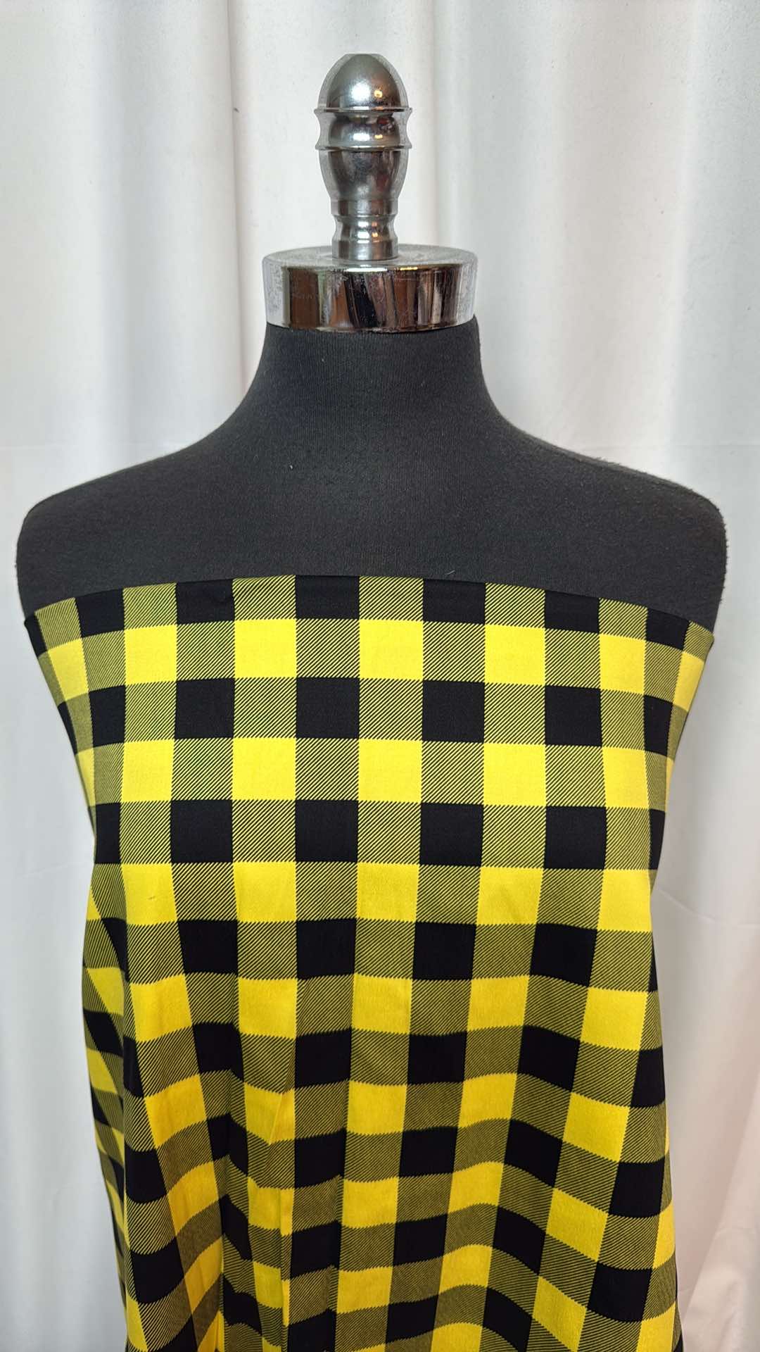 Black/Yellow Buffalo Plaid - Stretch Cotton Woven - 2 Yard Cut