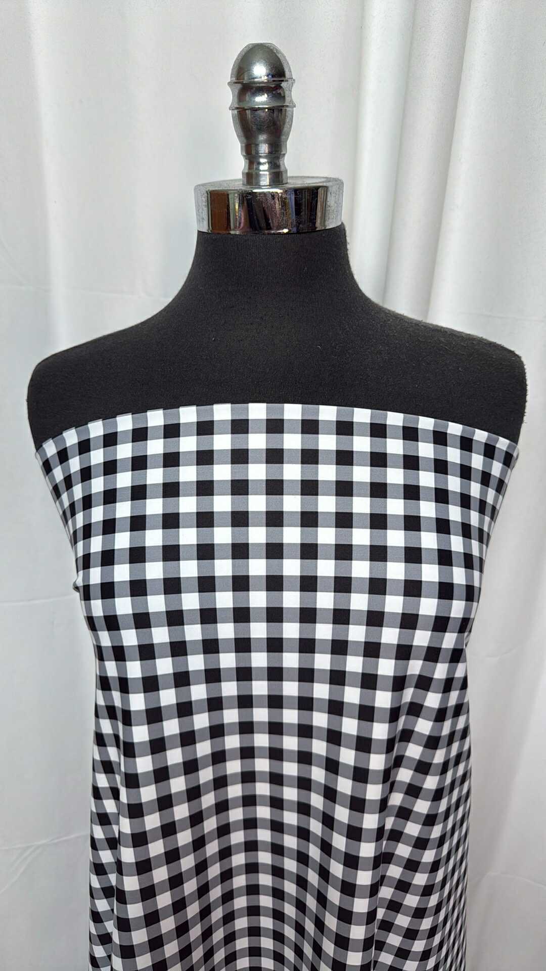 Black/White Small Plaid - Yoga Performance - 2 Yard Cut