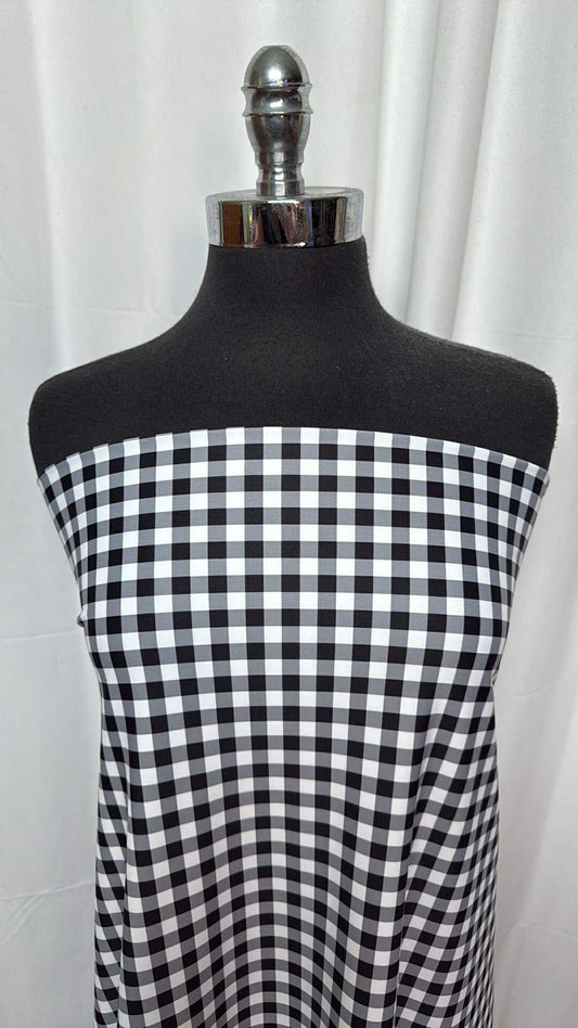 Black/White Small Plaid - Yoga Performance - 2 Yard Cut