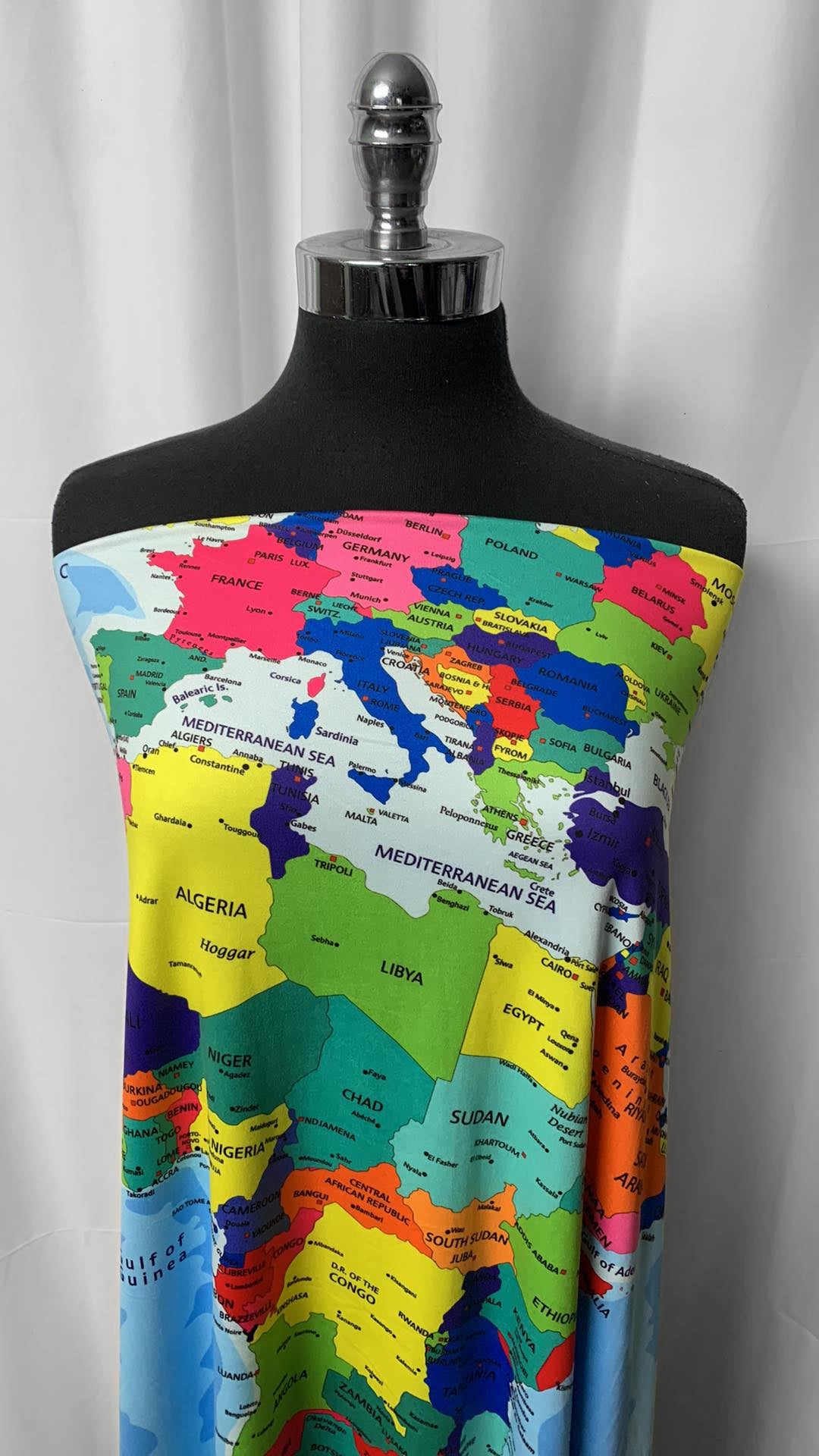 Maps - Single Brushed Poly Spandex - By the Yard