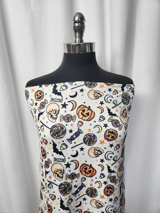 White Halloween - Double Brushed Poly Spandex - 2 Yard Cut