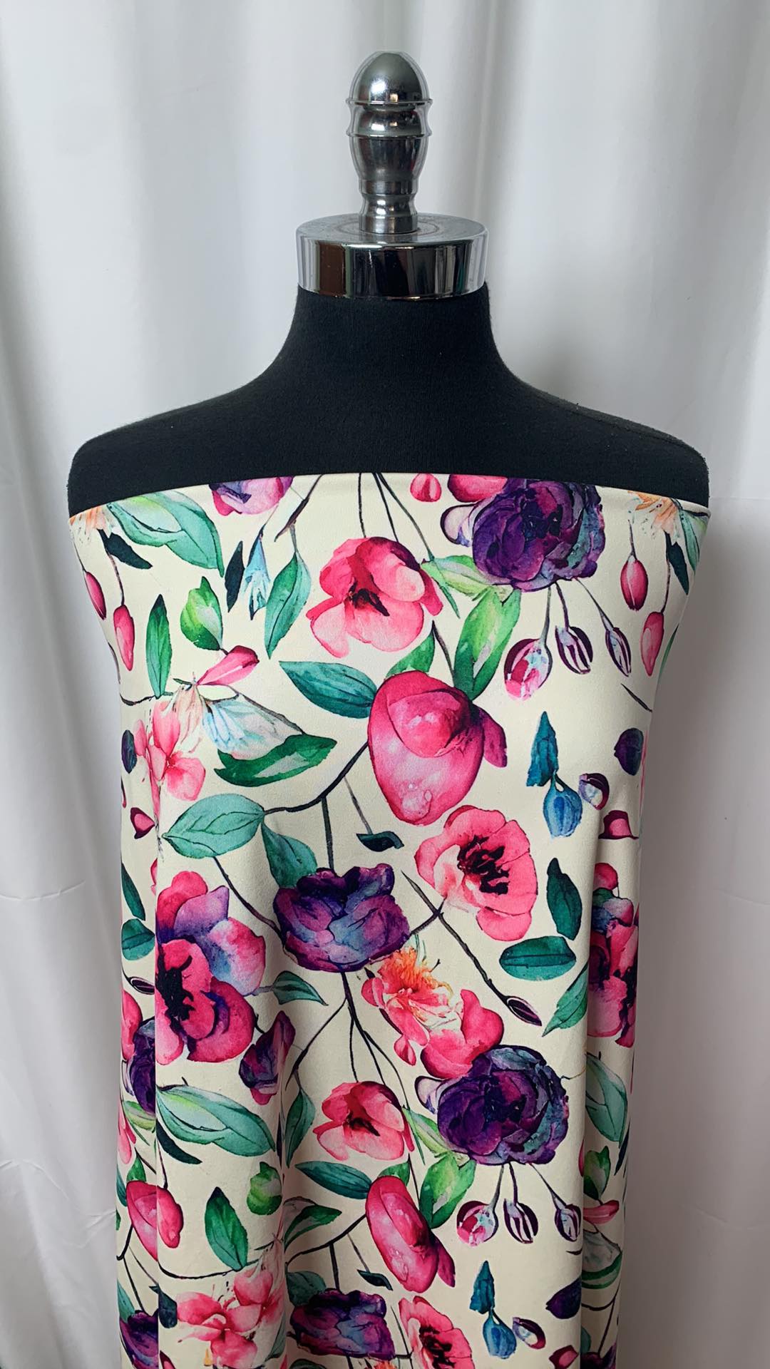 Pink/Purple Floral - Peached Performance - 4 Yard Cut