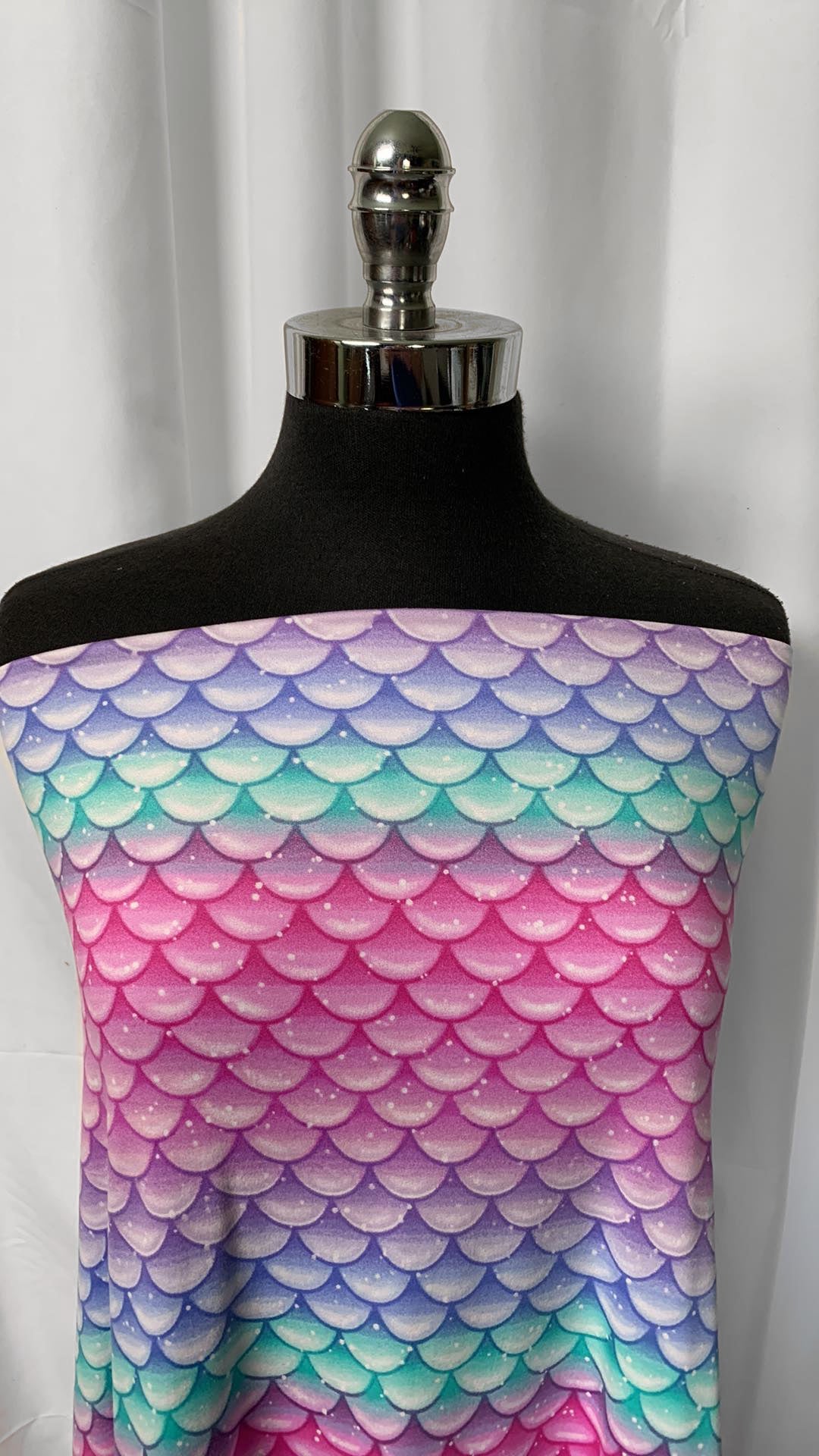 Pink/Purple/Mint Scales - Double Brushed Poly Spandex - By the Yard