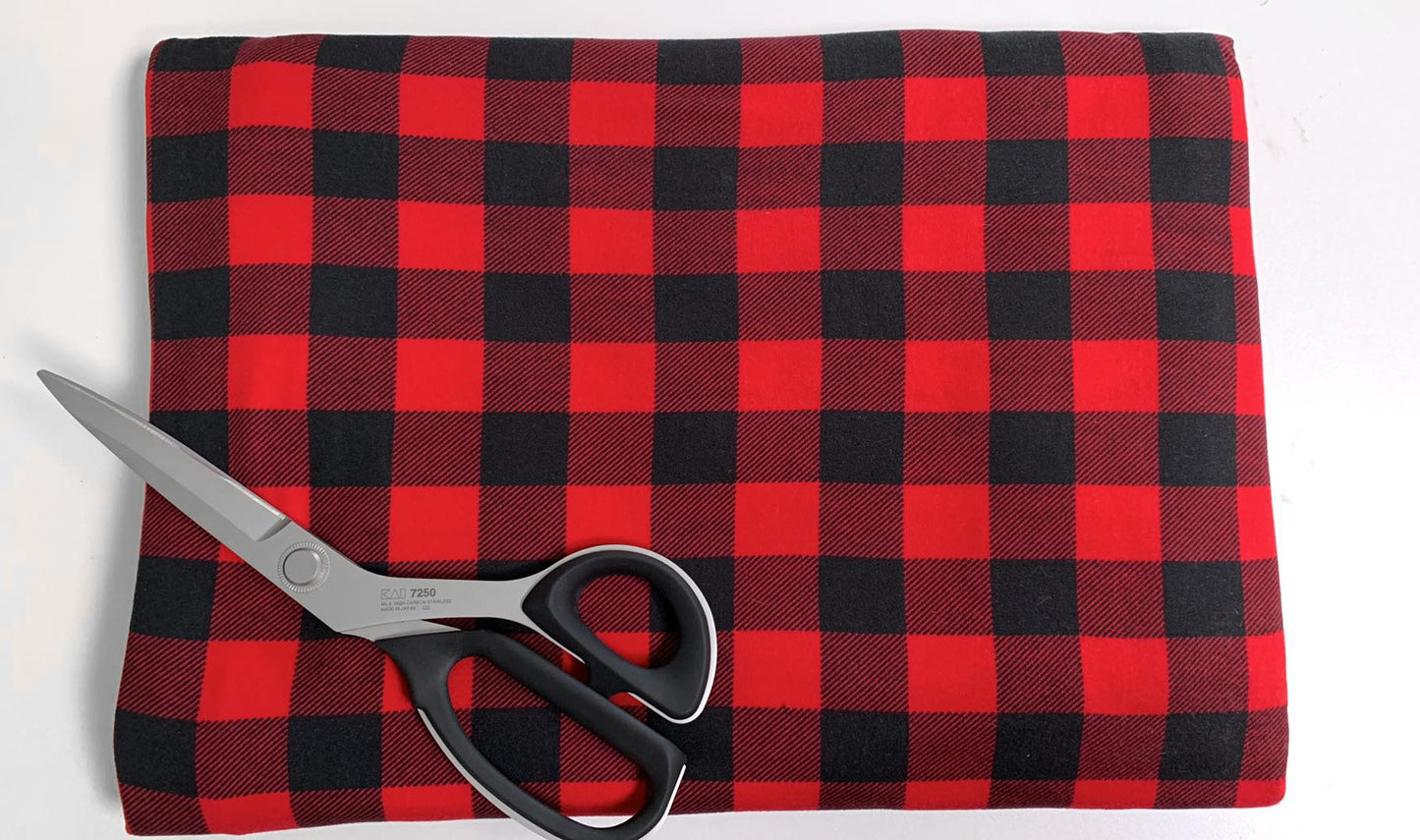 Red 1" Plaid - Double Brushed Poly Spandex - By the Yard