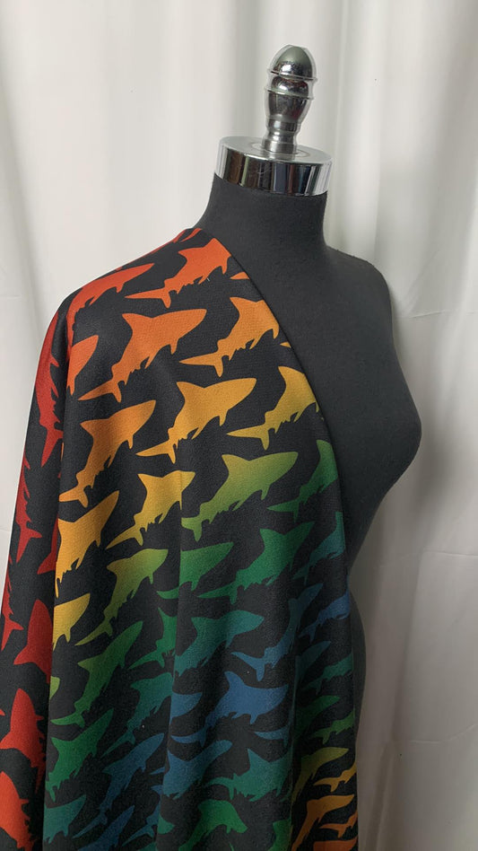 Ombre Sharks - Poly Sweatshirt Fleece - By the Yard