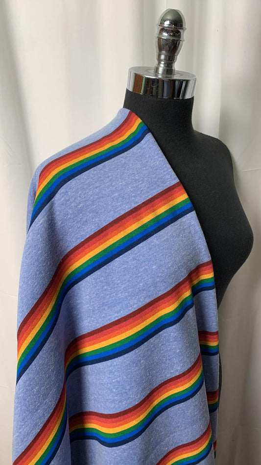 Triblend Blue/Rainbow - Sweatshirt Fleece (70" Wide) - By the Yard