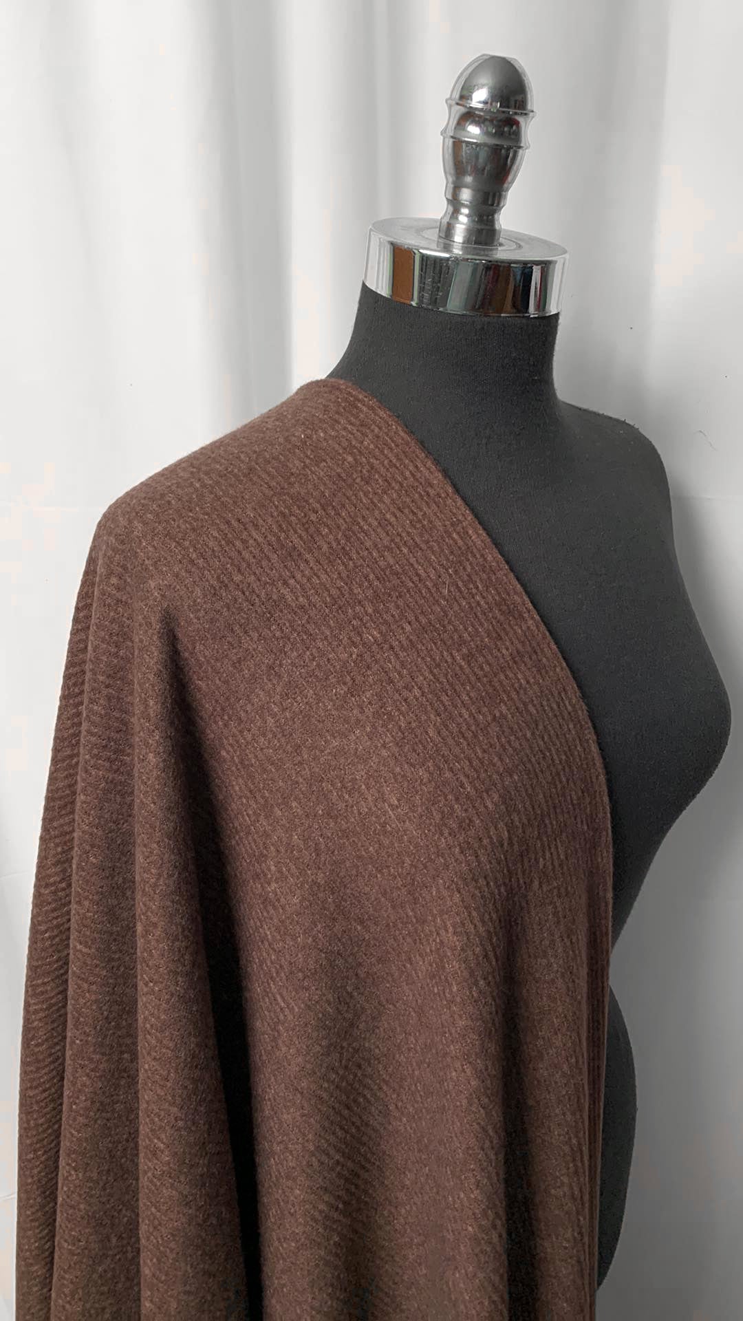 Dark Brown - Brushed Rib Hacci Sweater Knit - By the Yard