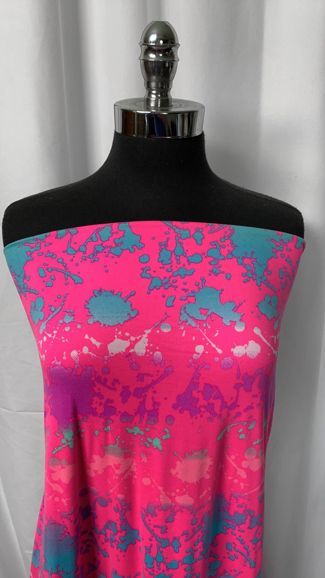 Pink Splatter - Double Brushed Poly Spandex - By the Yard