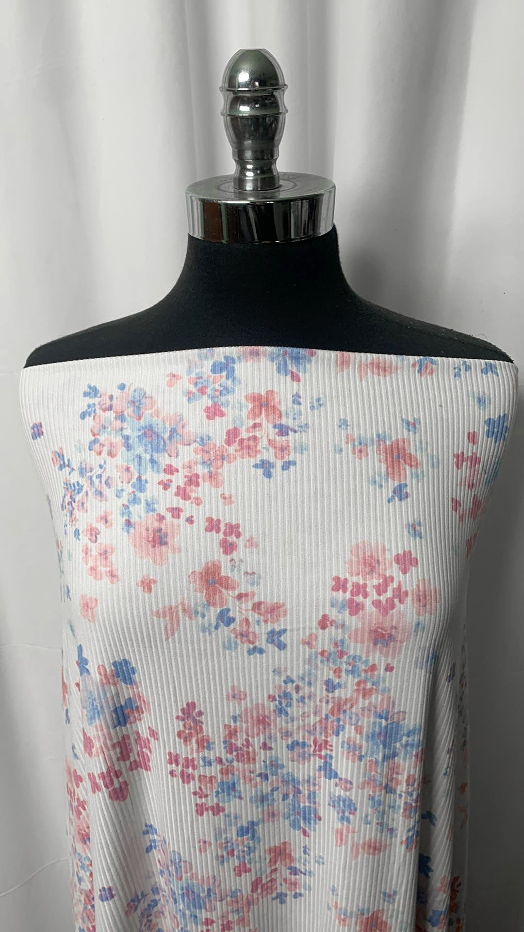 Ivory Floral - Ribbed Double Brushed Poly Spandex - By the Yard