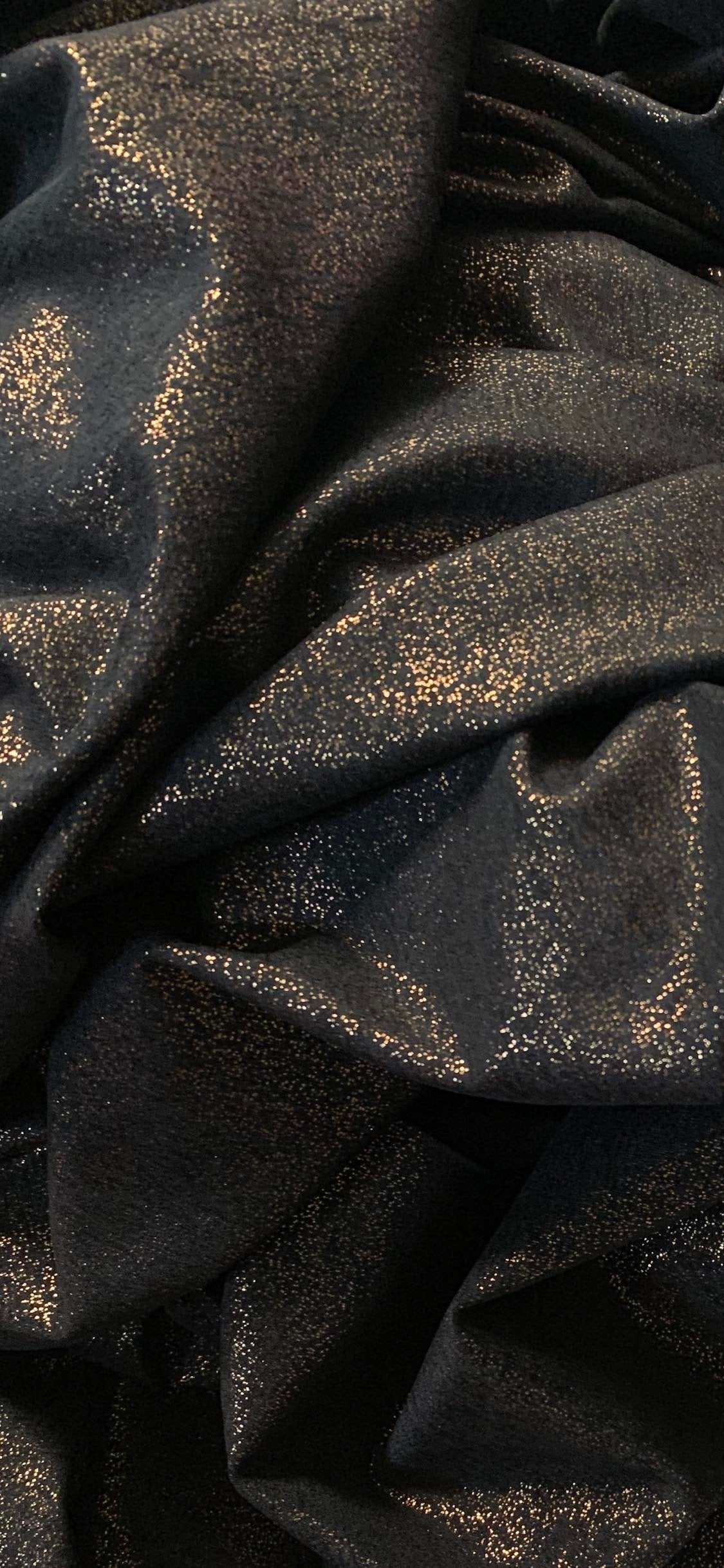 Gold Foil Shimmer on Black 2 Tone - Peached Performance - 1 Yard Cut