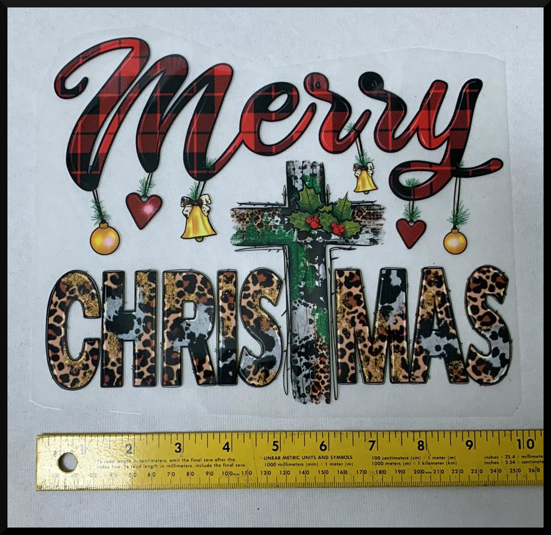 Christmas Cross (T14) - Iron On Decal - Sold Individually