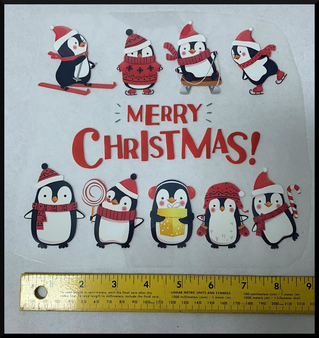Holiday Penguins (T16) - Iron On Decal - Sold Individually