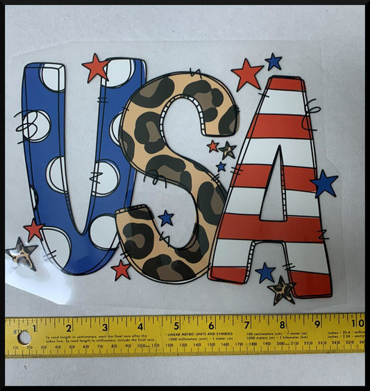 Patterned USA (T3) - Iron On Decal - Sold Individually