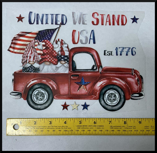 United We Stand (T5) - Iron On Decal - Sold Individually