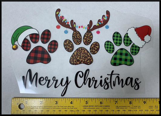 Christmas Paws (T7) - Iron On Decal - Sold Individually