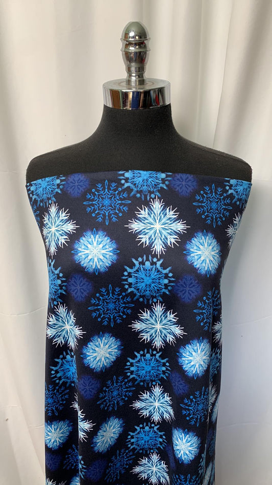 Blue Snowflakes Peached Performance - By the 1/2 Yard