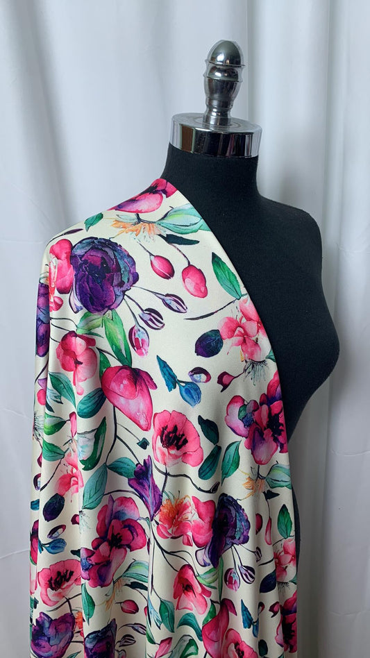 Pink/Purple Floral - Sport Fleece - 2 Yard Cut