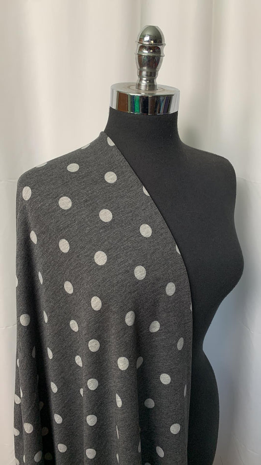 Soft Black/Heather Grey Polka Dots - PRS French Terry - By the yard