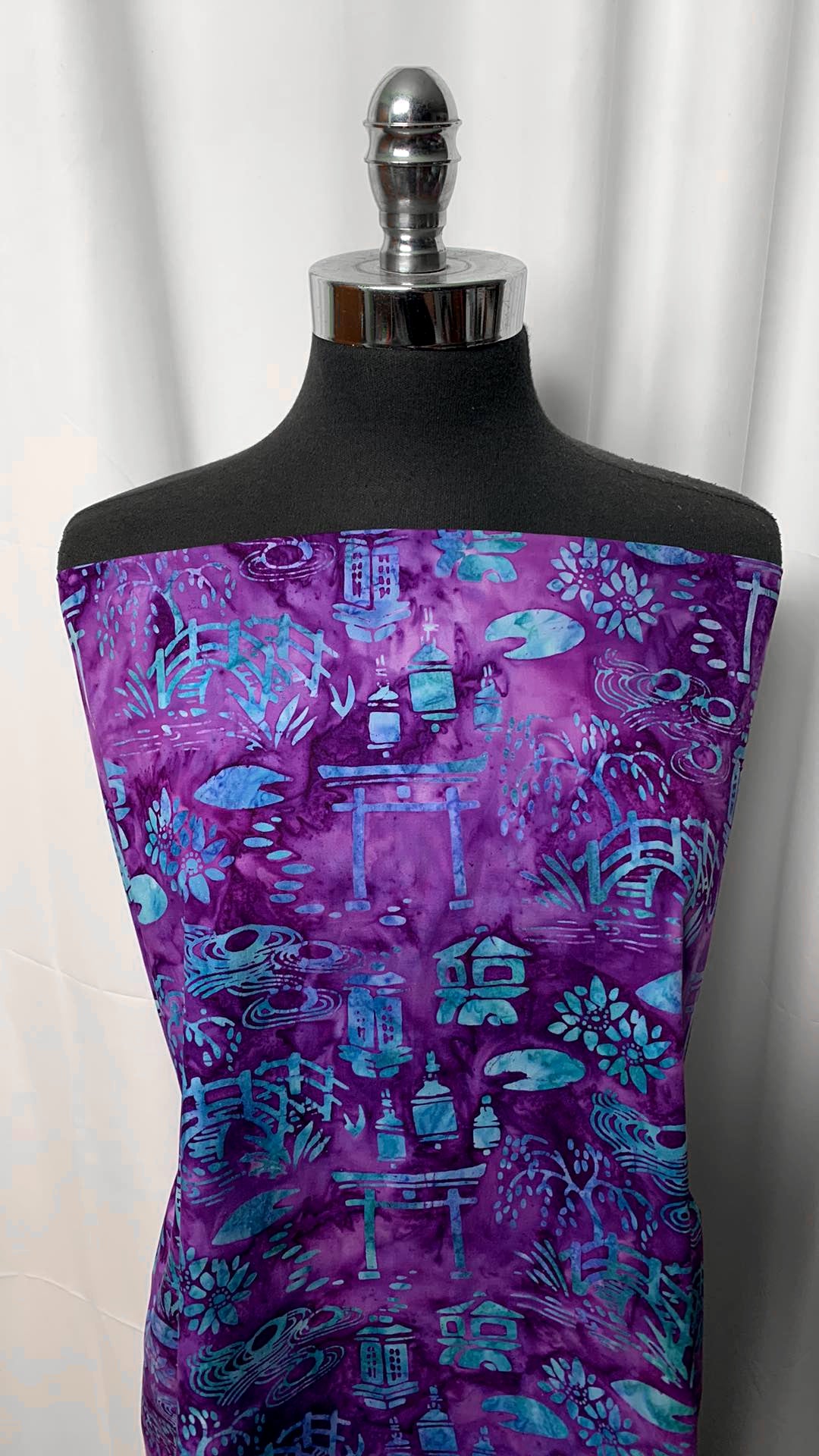 Purple/Aqua "Tranquil Garden" Batik - 100% Cotton Woven - By the Yard